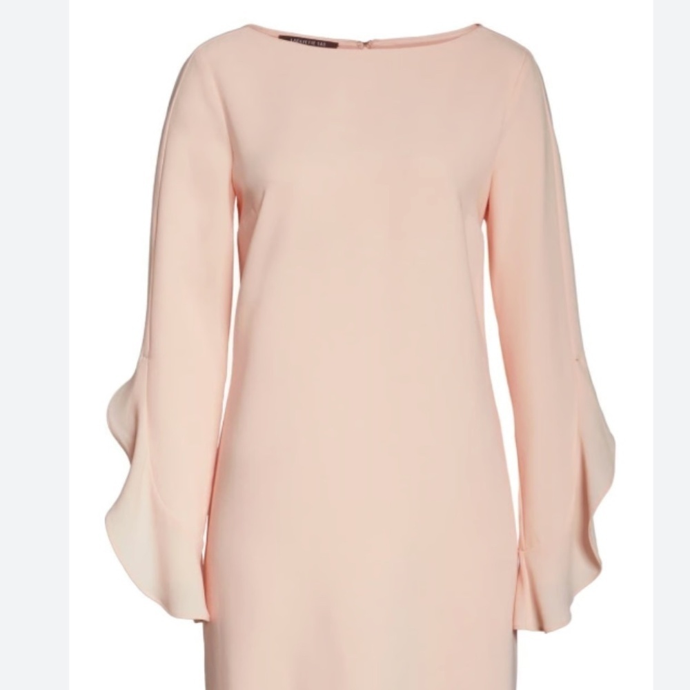 Lafayette 148 | Emery Ruffle Cuff Shift Dress | Soft Pink |Size Small